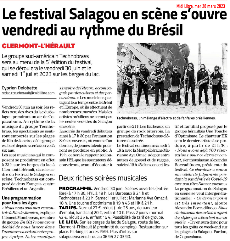 Le festival du Salagou entre en scène s'ouvre vendredi au rythme du Brésil